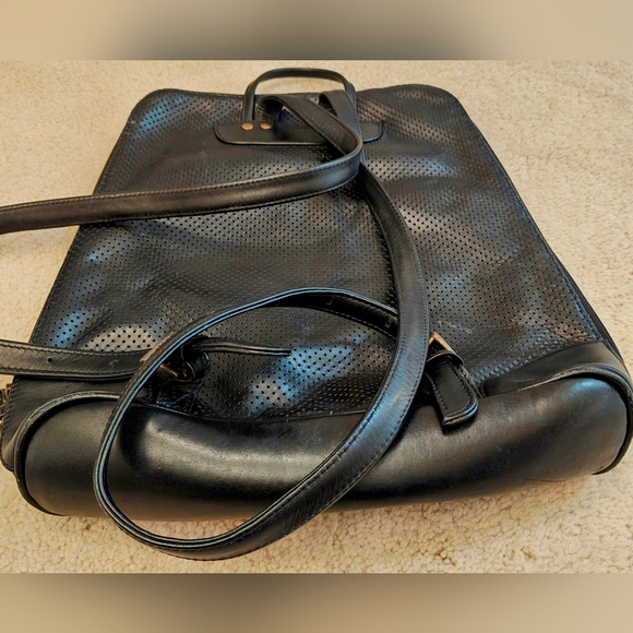 Y2K Latico Leather Perforated Black Leather Laptop Backpack. - Picture 6 of 12